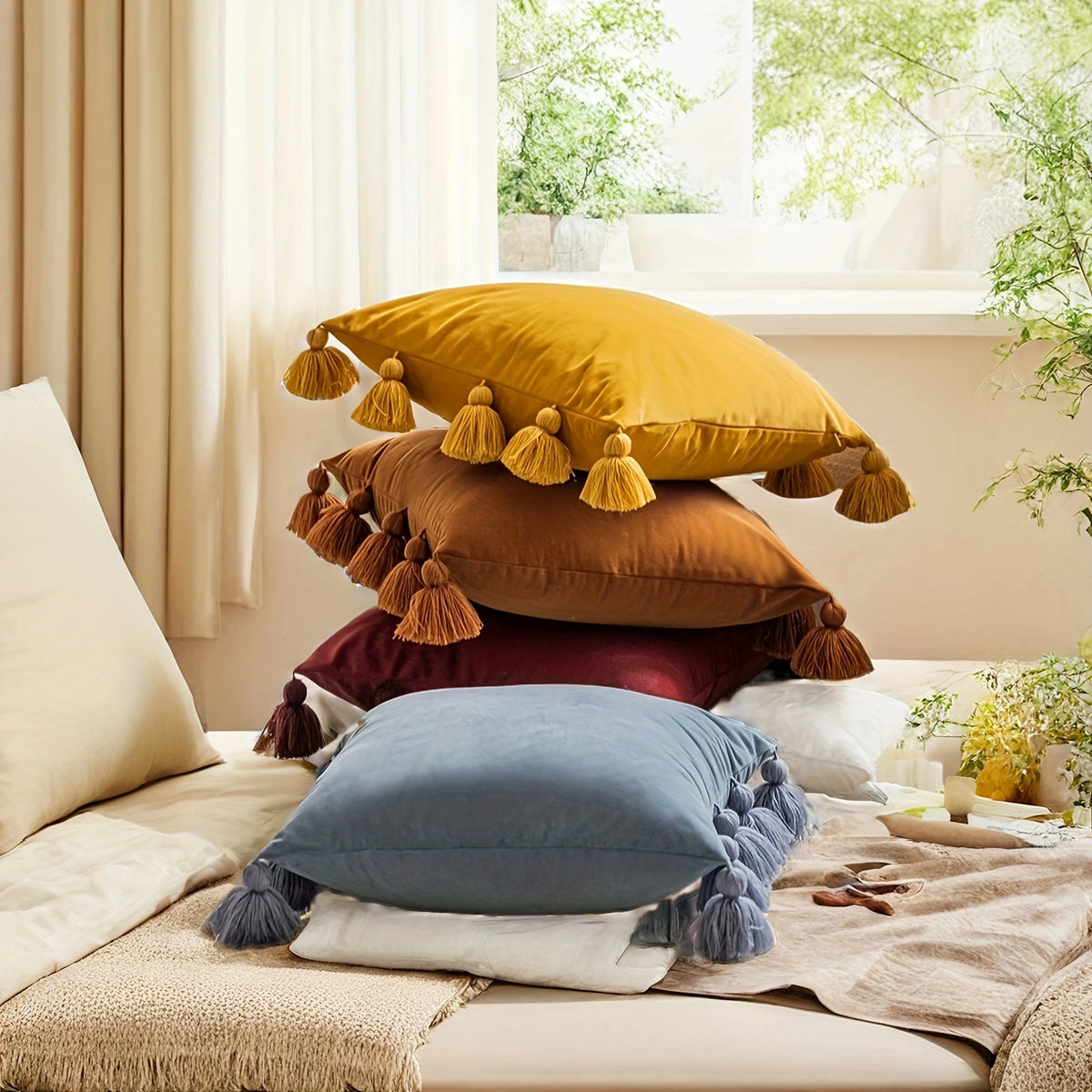Frangia cushions on a sofa