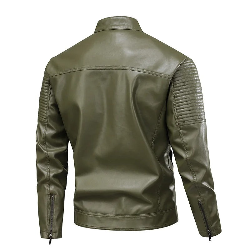 Multi men's leather jacket, view 4