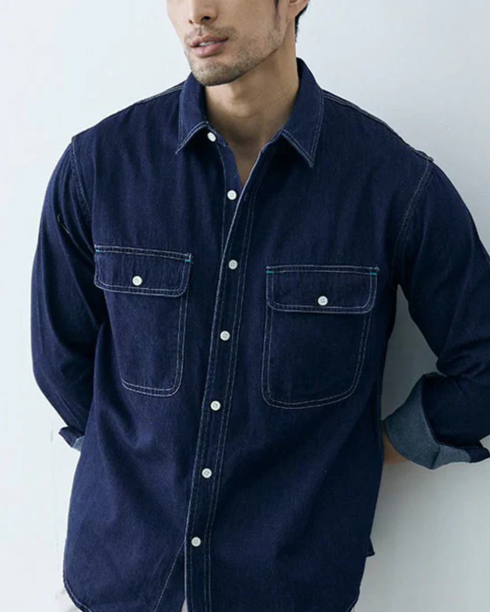 Men's denim shirt, alternate view