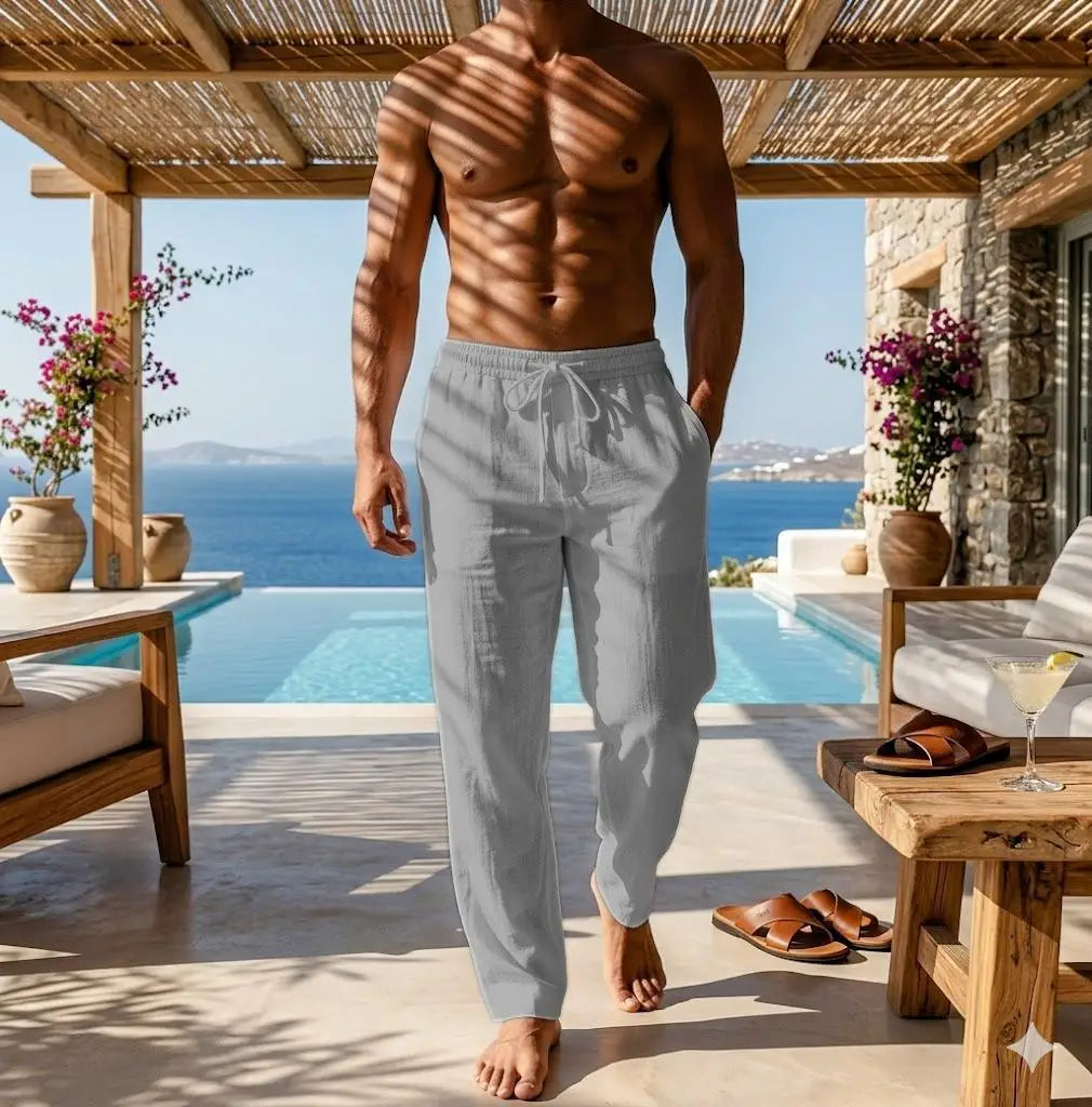 Men's elegant cotton pants, alternate view