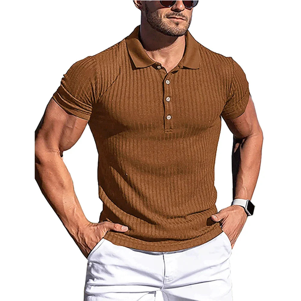 Franco men's elegant striped polo shirt, alternate view