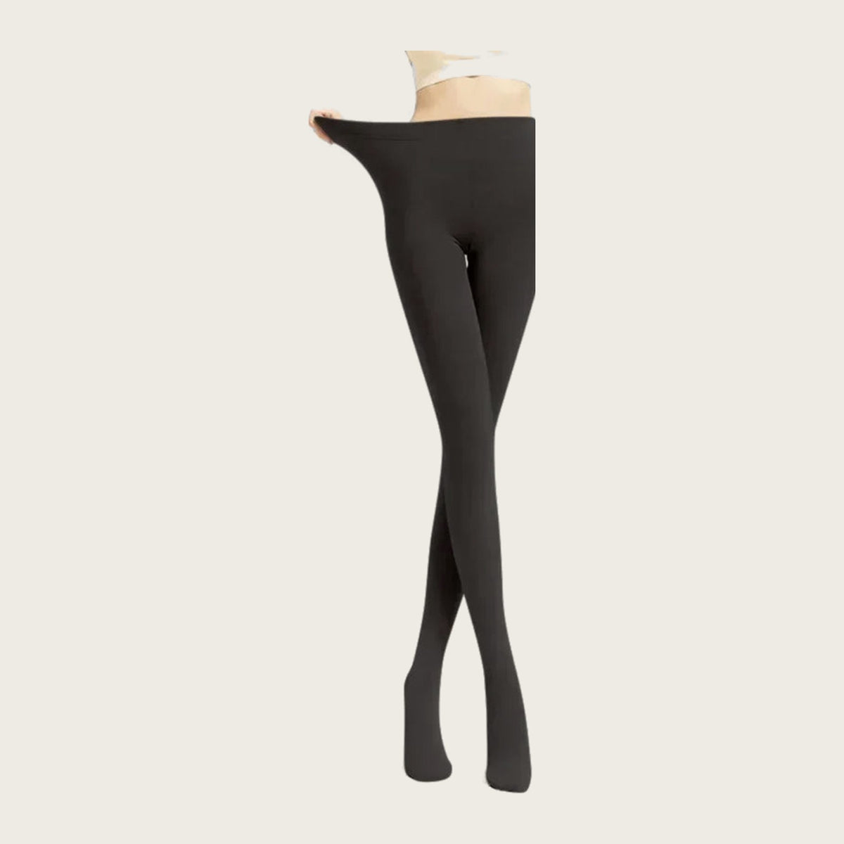 Ginevra Fleece-Lined Sheer Tights in Black