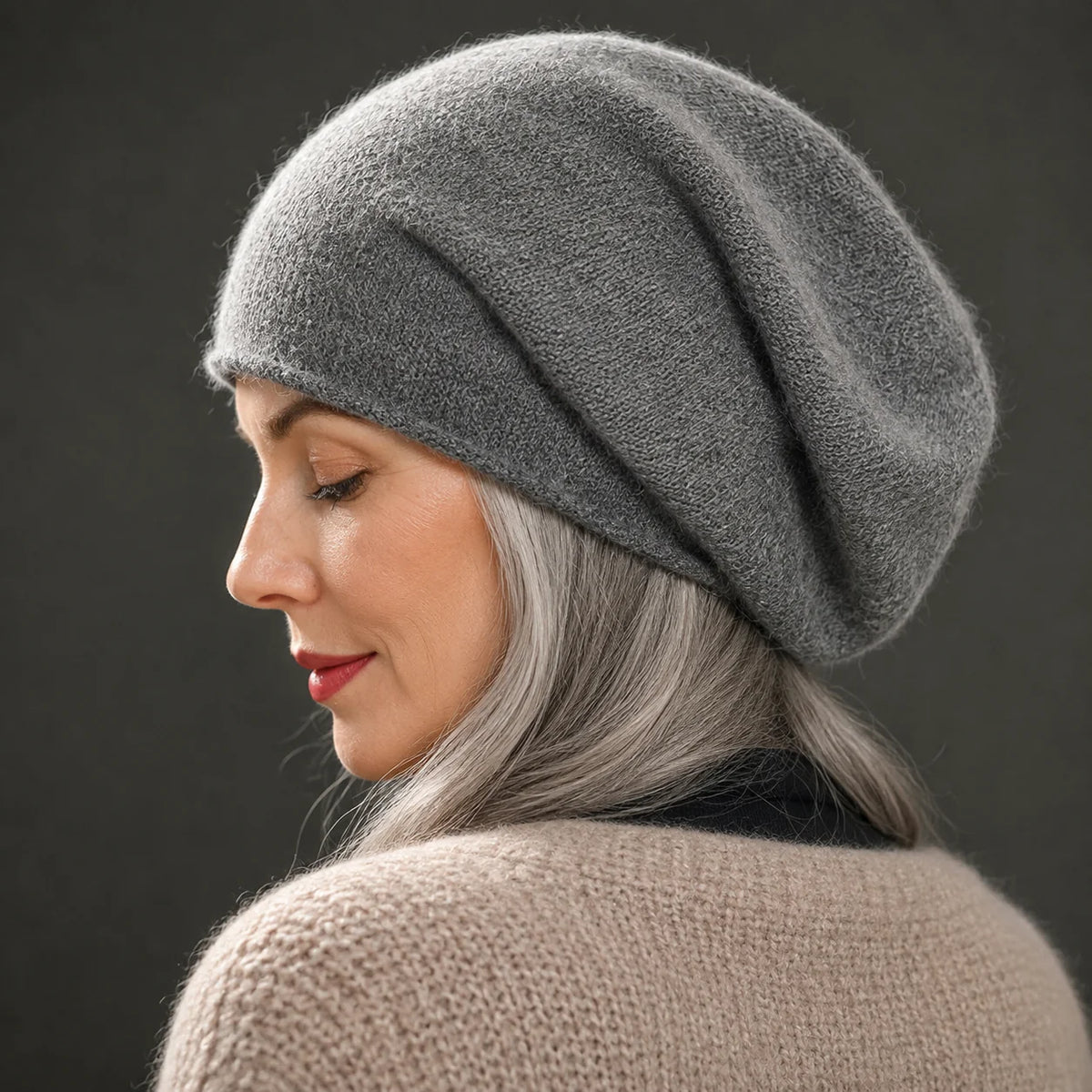 Giulia Soft-Knit Winter Beanie in Gray