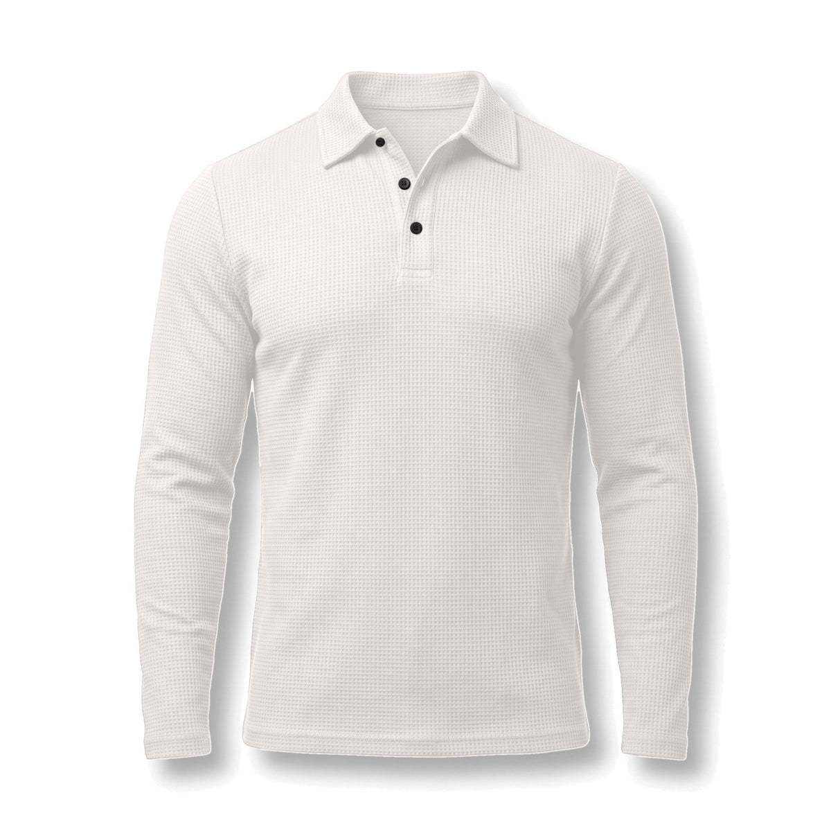 Marceau long-sleeve polo in Ivory White, flat lay