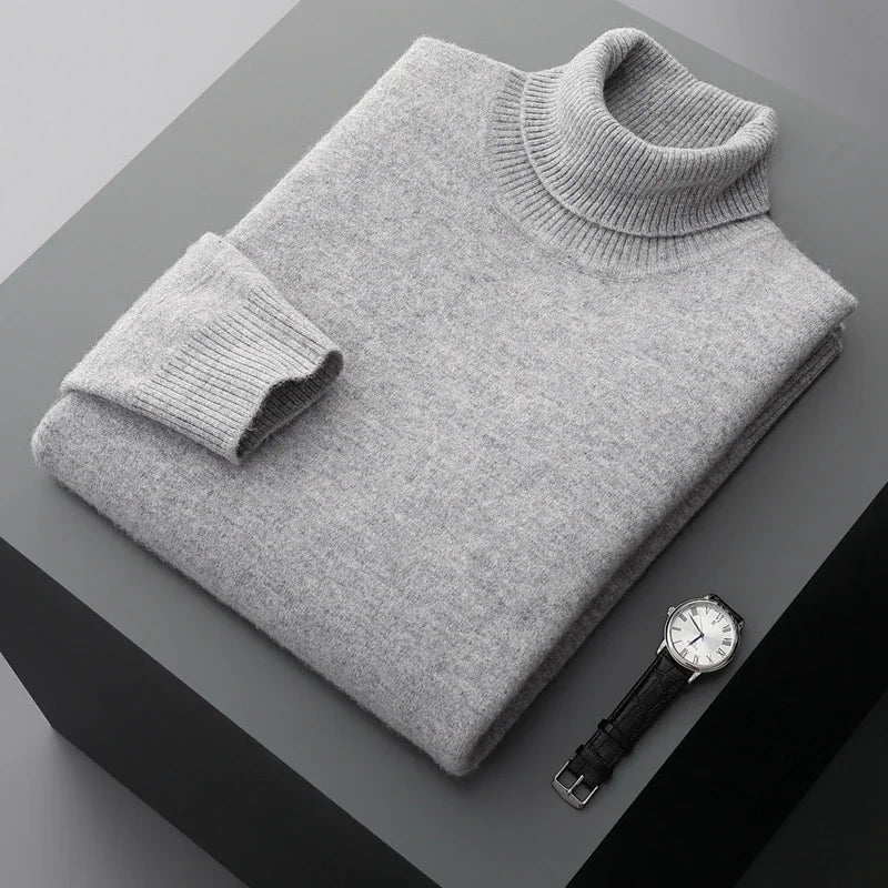 Men's wool turtleneck sweater, alternate view