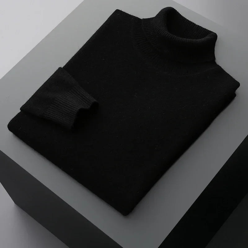 Men's wool turtleneck sweater, view 4