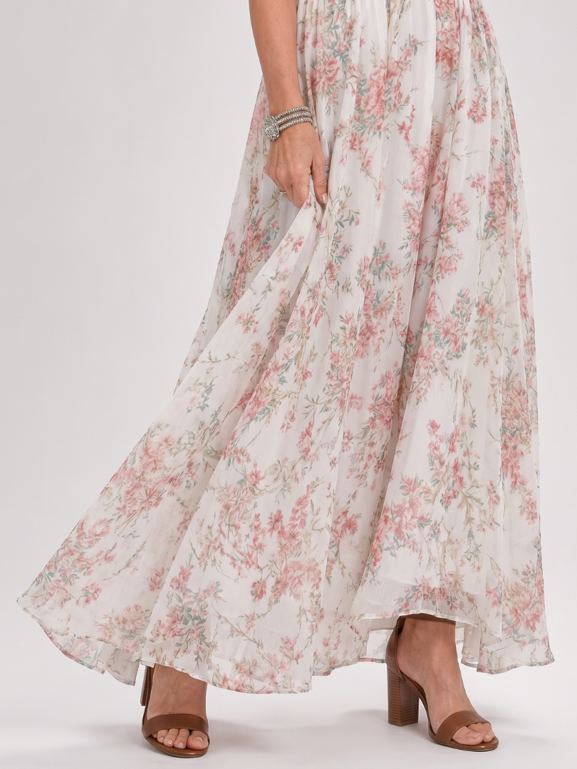 Guinevere Floral Print Flowing Skirt Midi Dress – women's dresses, view 4