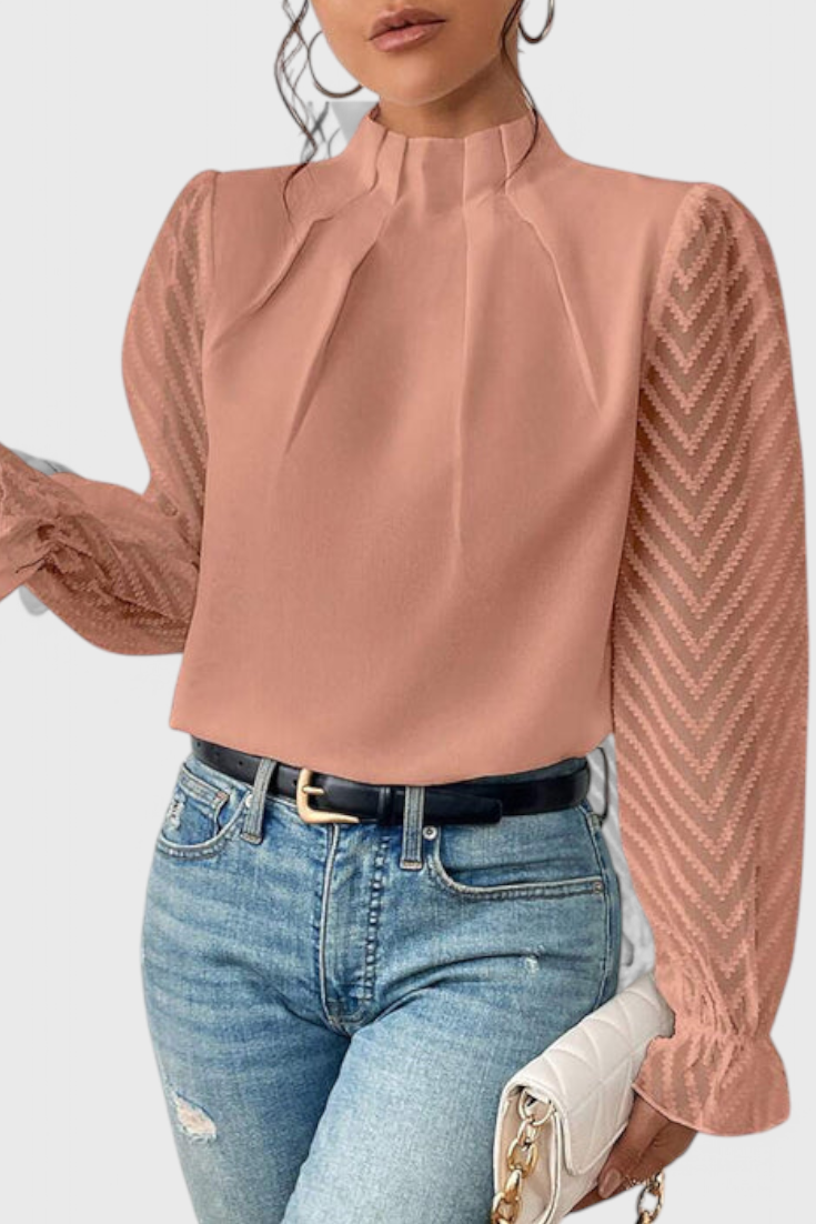 Helga Nautical Blouse Featuring Elegant Accents – women's shirts, view 3
