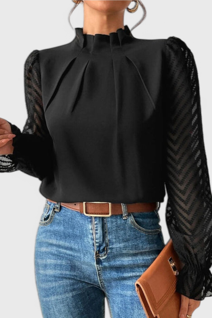 Helga Nautical Blouse Featuring Elegant Accents – women's shirts, view 5