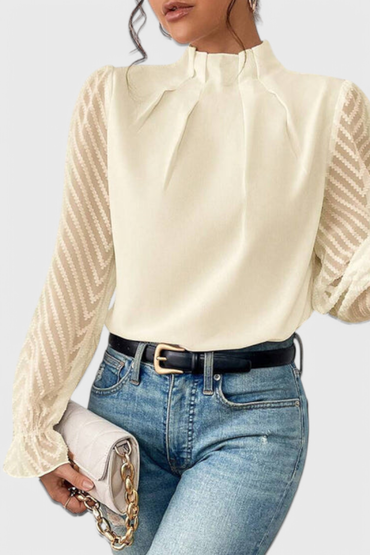 Helga Nautical Blouse Featuring Elegant Accents – women's shirts, view 7