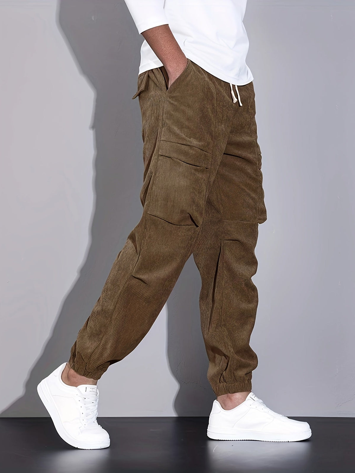 Hudson Corduroy Cargo Pants in Cognac Brown