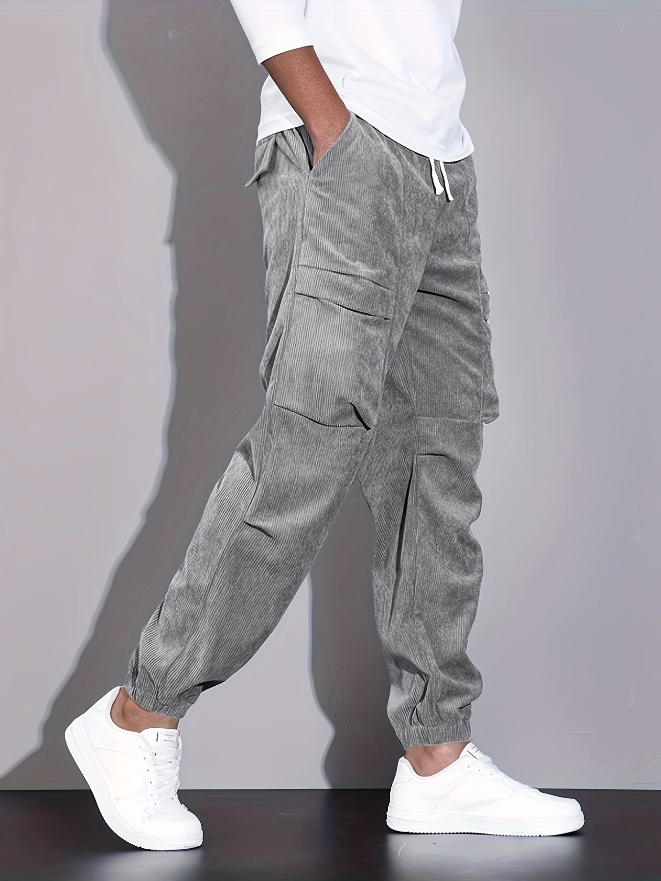 Hudson Corduroy Cargo Pants in Smoky Silver