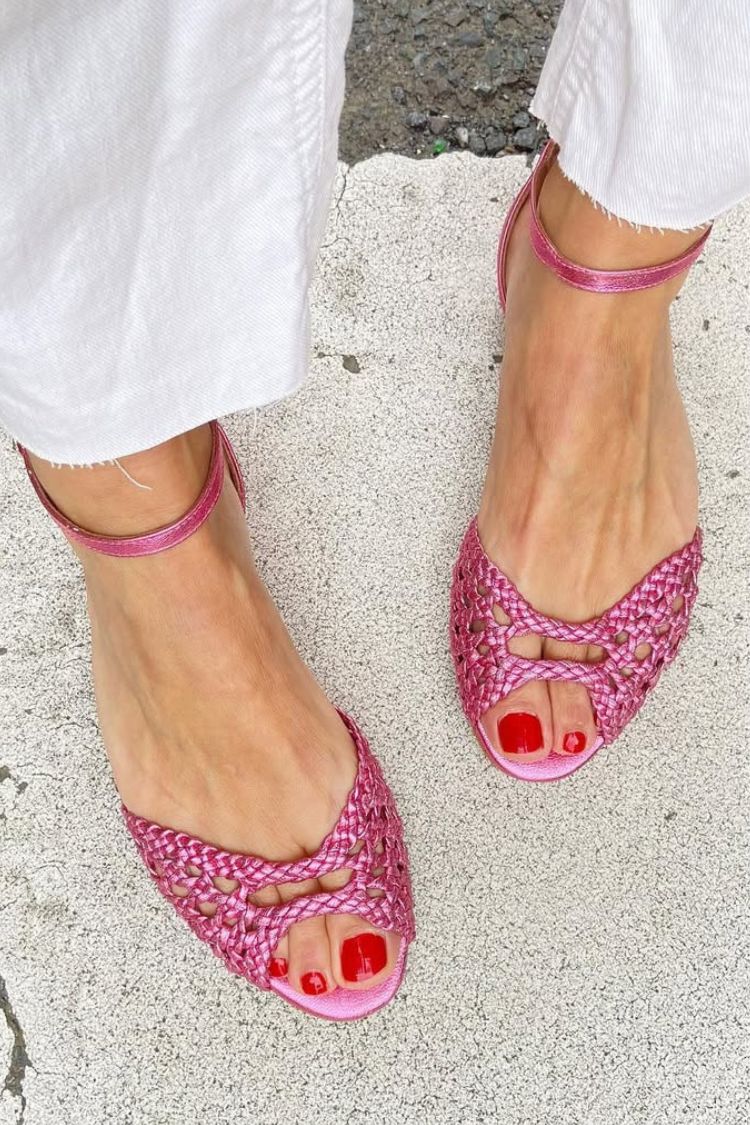 Isadora Handcrafted Gold Woven Sandals, view 4