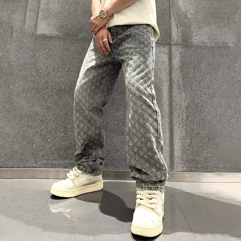 Jacquard men's denim jeans – Avinos Milano