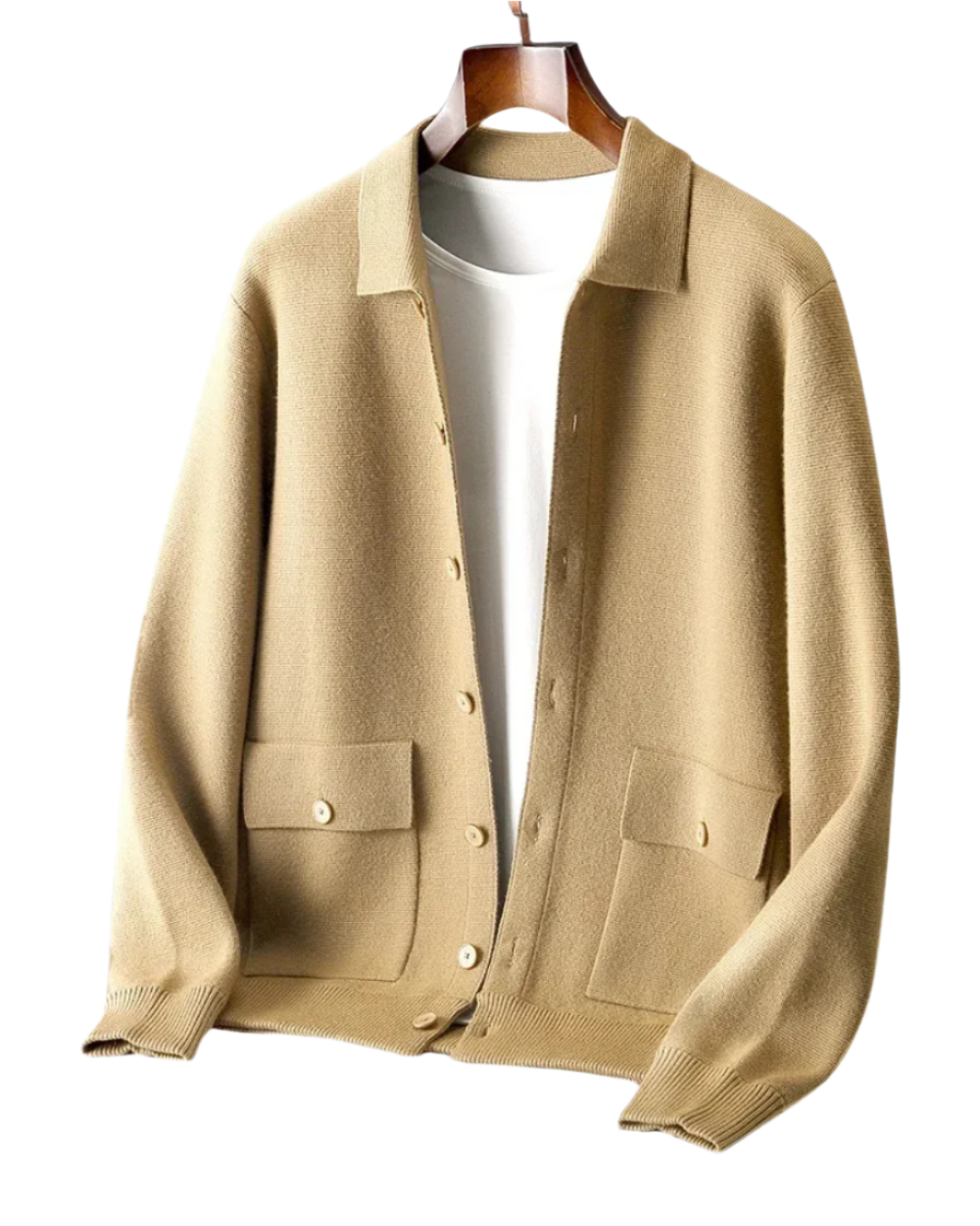 Janus men's wool cardigan, alternate view