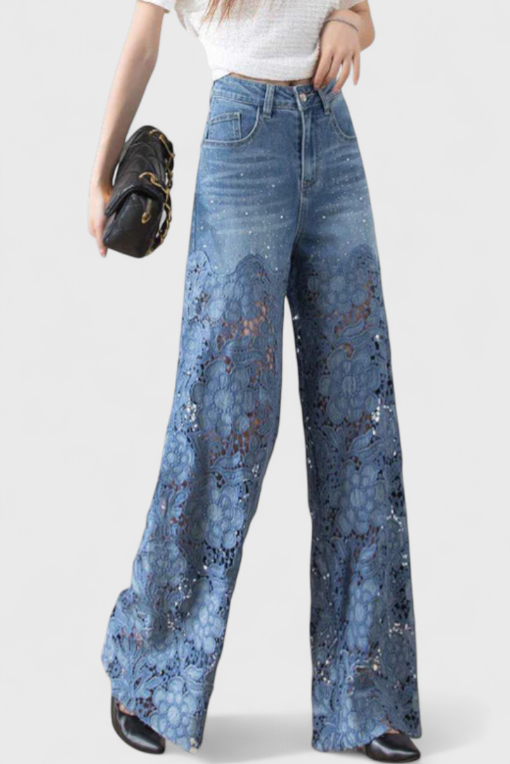 Jasiel women's denim lace pants, alternate view
