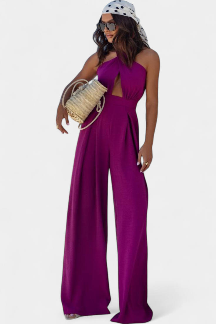 Jessica Wide Leg Backless Halter Jumpsuit – women's jumpsuits, view 15