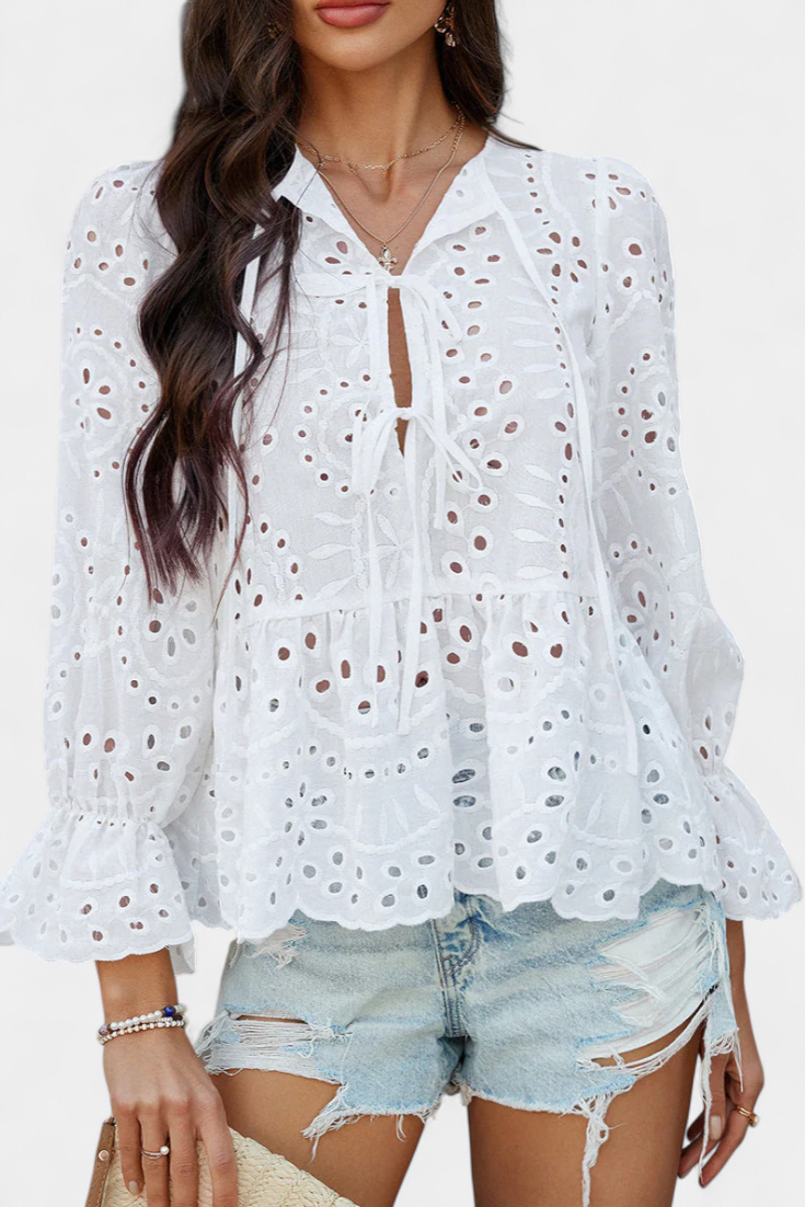 Loose Fit Bohemian Lace Top by Kayden – women's shirts, view 8