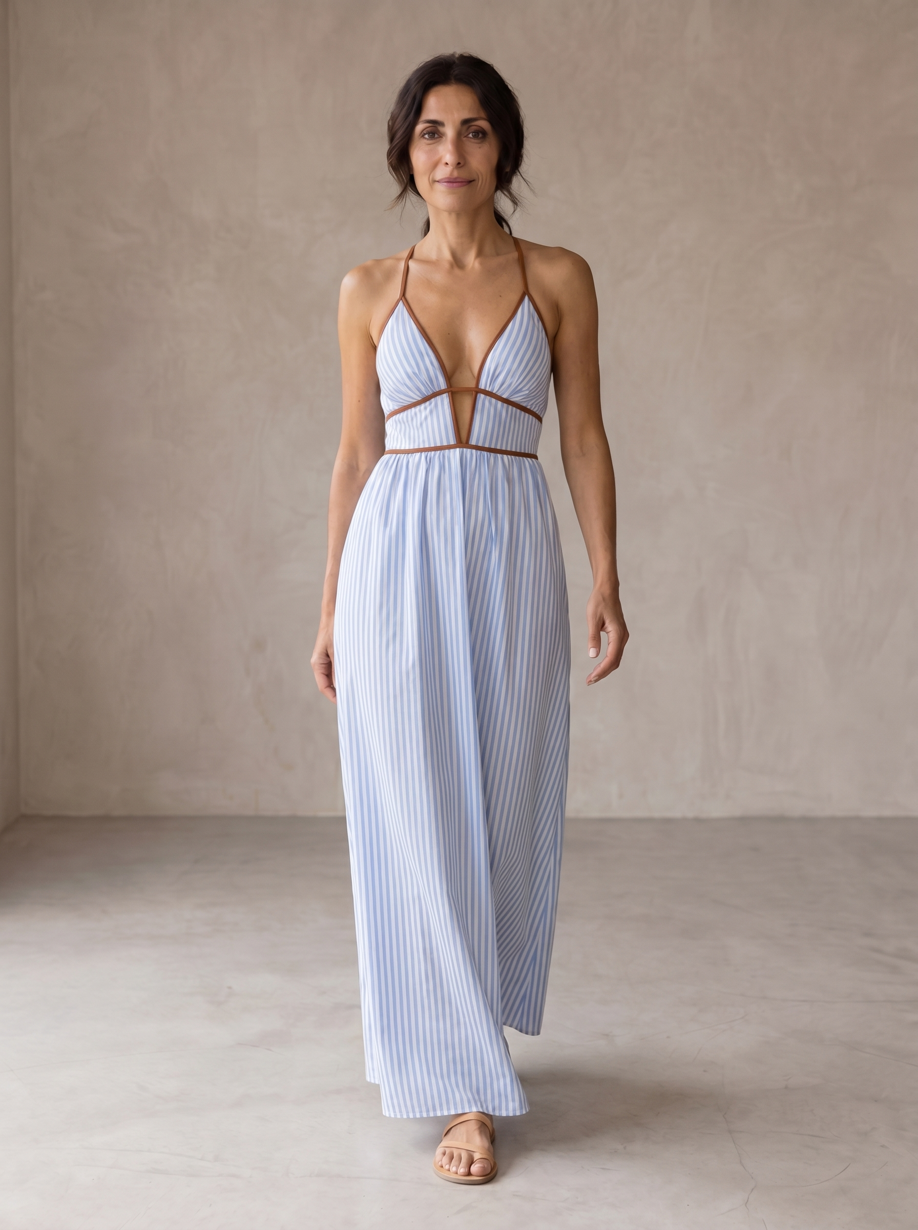Laurina Striped Maxi Dress with Cut Out Neckline – women's matching sets