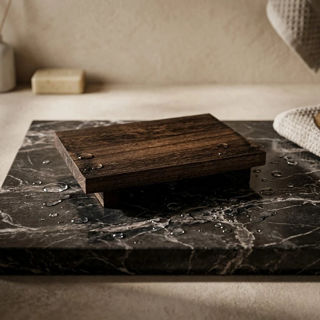 Lavabo tray on a marble counter