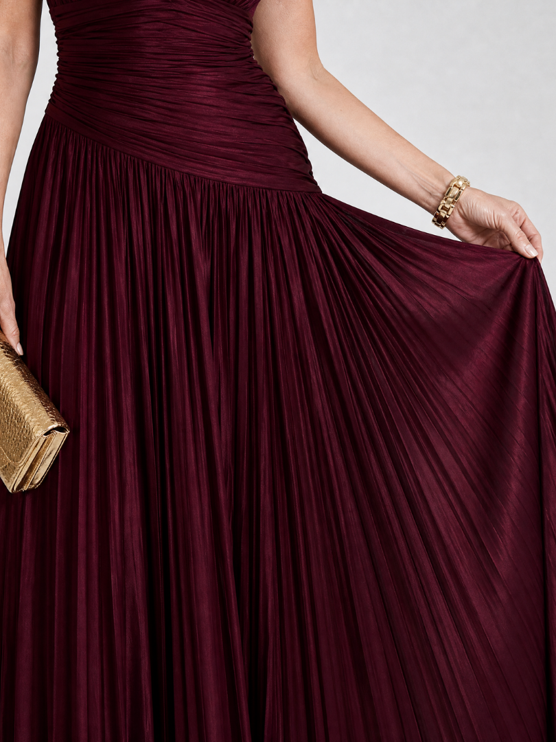 Lemar Sleeveless Pleated V Neck Midi Dress – women's dresses, view 3