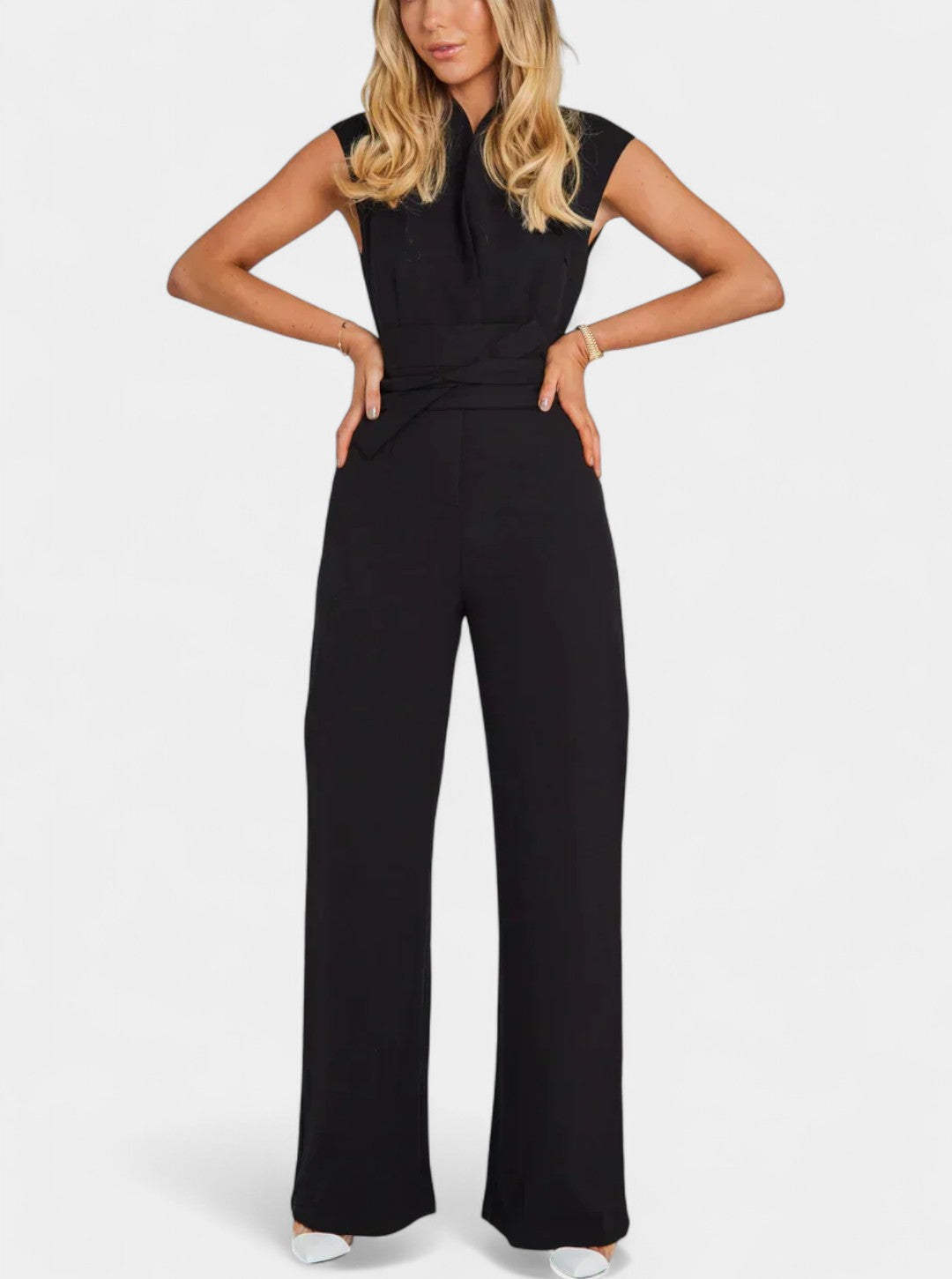 Leona High Neck Sleeveless Jumpsuit with Flared Legs – women's jumpsuits, view 4