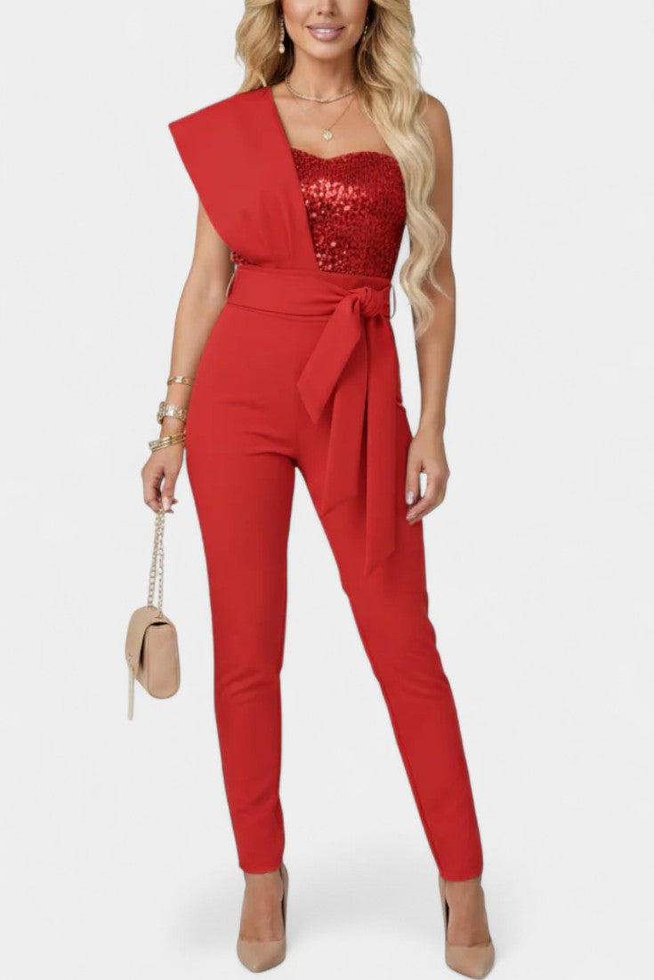 Layla Asymmetrical Sequin Bodysuit – women's jumpsuits, view 2