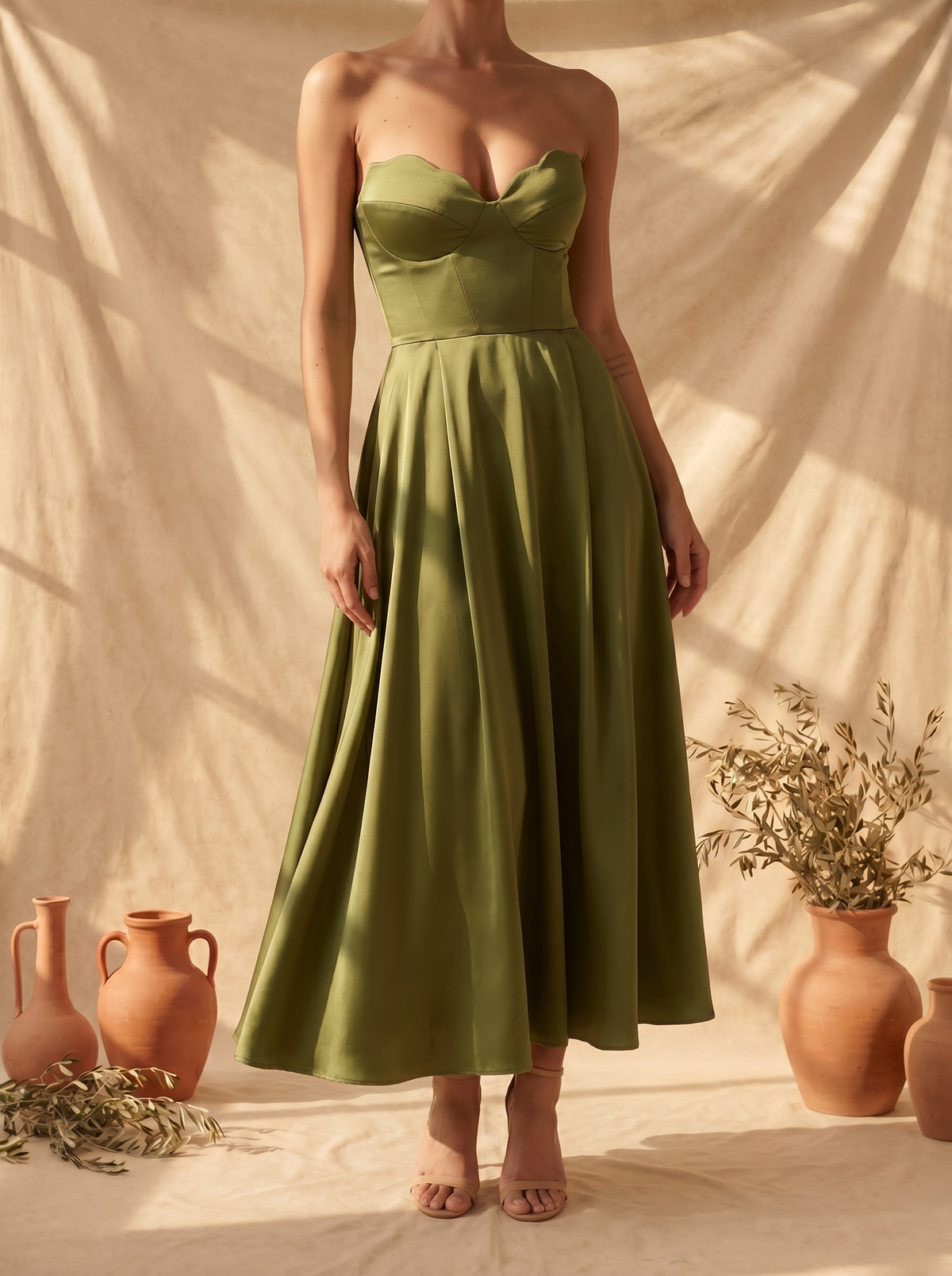 Liora Chic Strapless Midi Gown – women's wedding guest, view 2