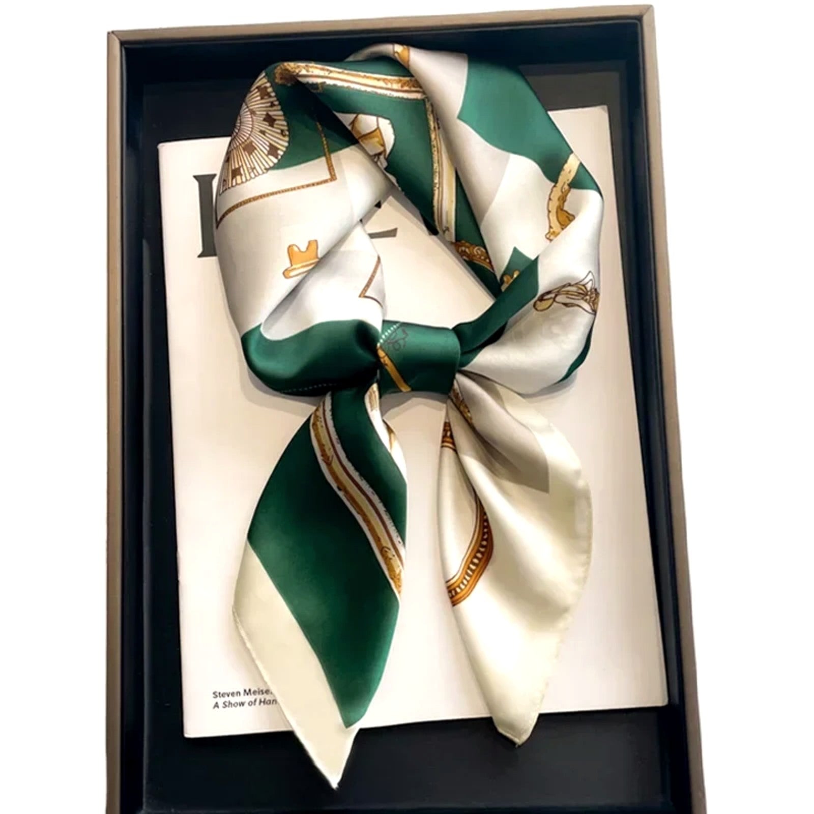 Livia Silk-Feel Square Scarf in Emerald