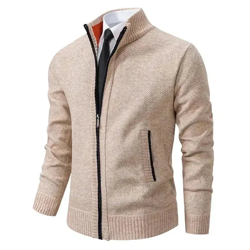 Livigno Zip Knit Cardigan - Sand Beige