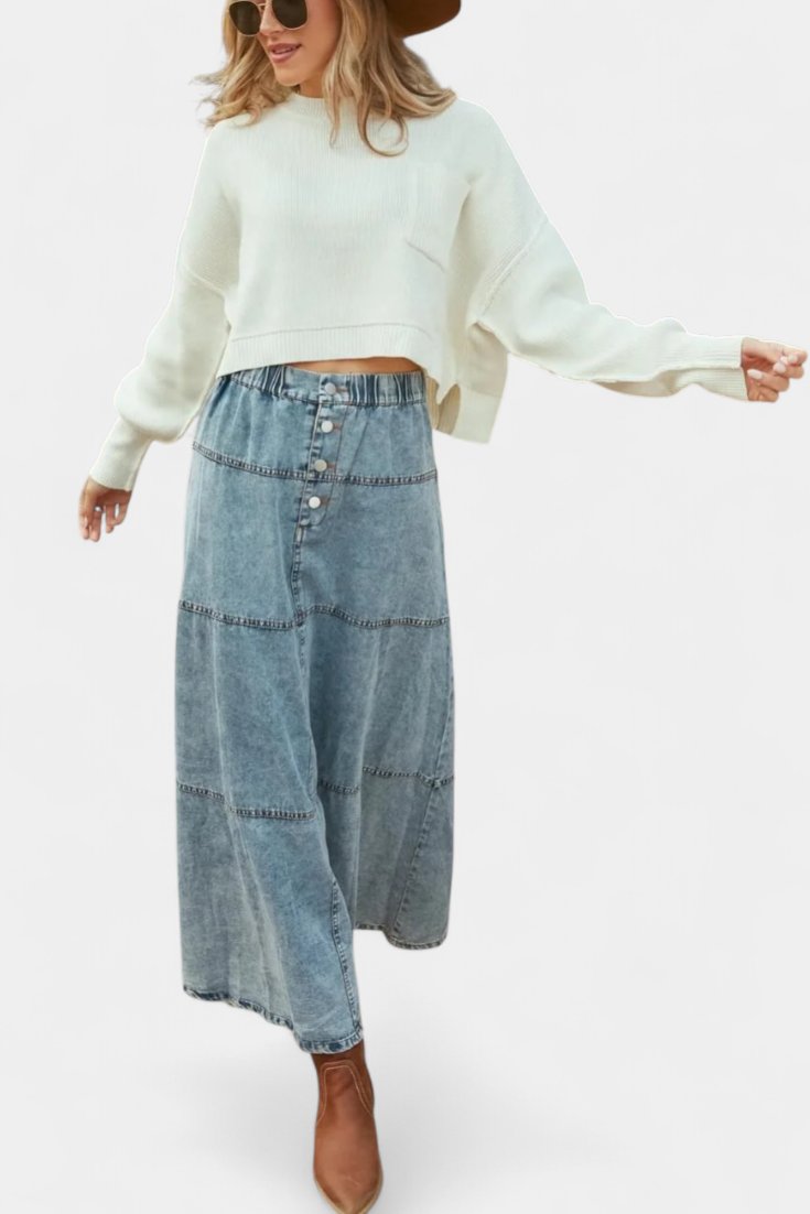 Lorraine women's denim skirt, view 4