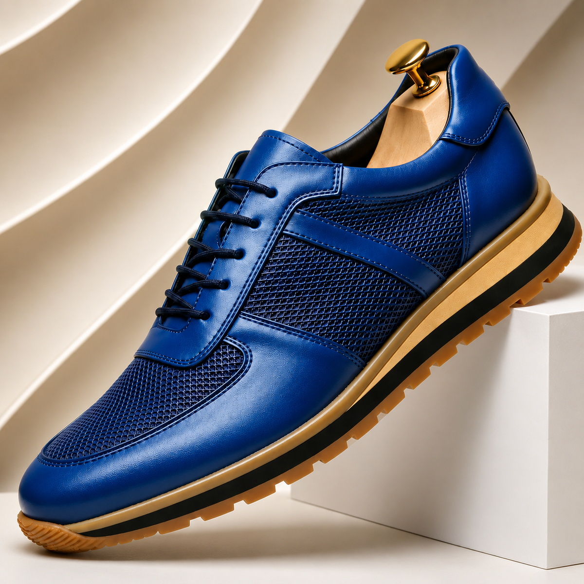 Luca Premium Leather Sneakers in Blue