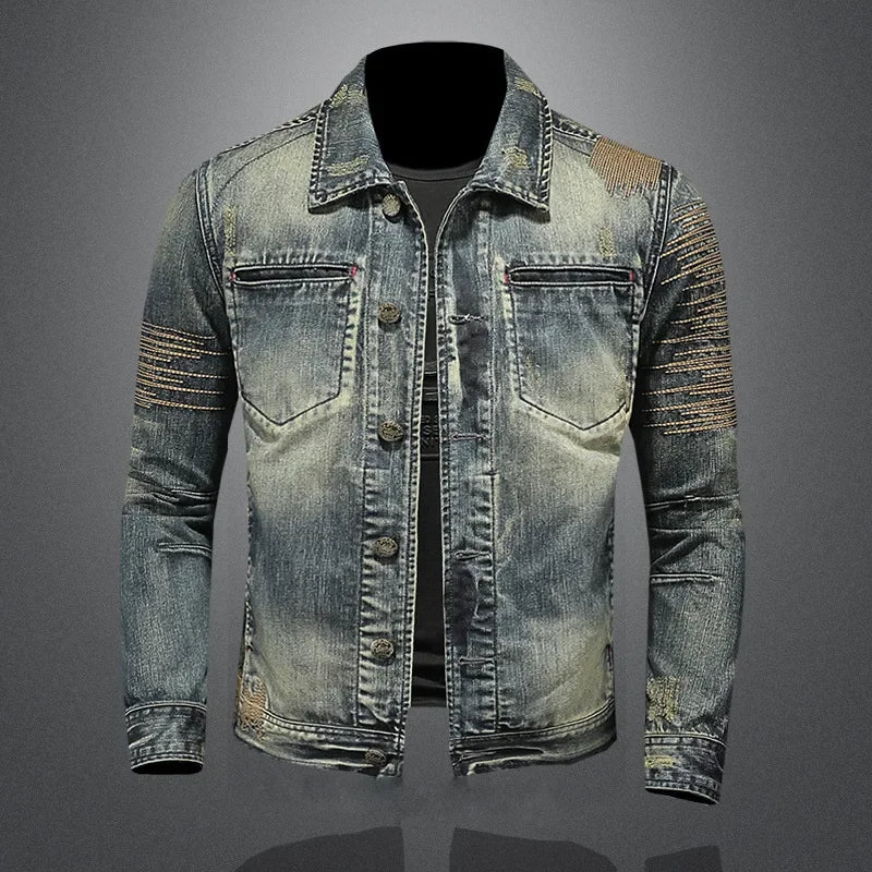 Massimo men's retro denim jacket, view 4