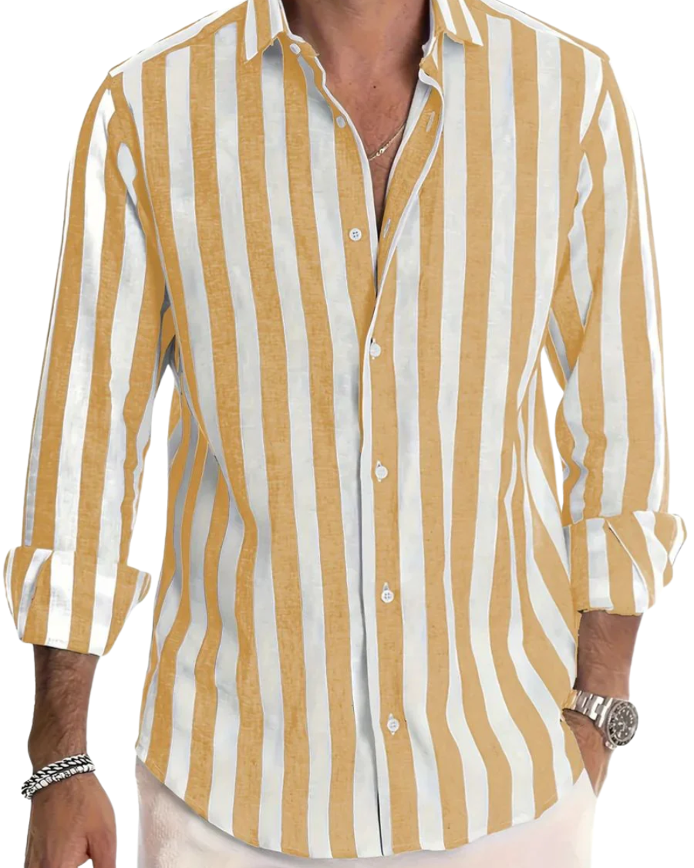 Men's striped summer shirt, alternate view