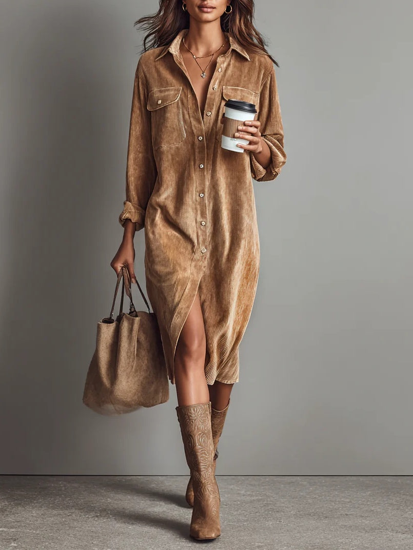 Maliah women's corduroy midi dress – Avinos Milano