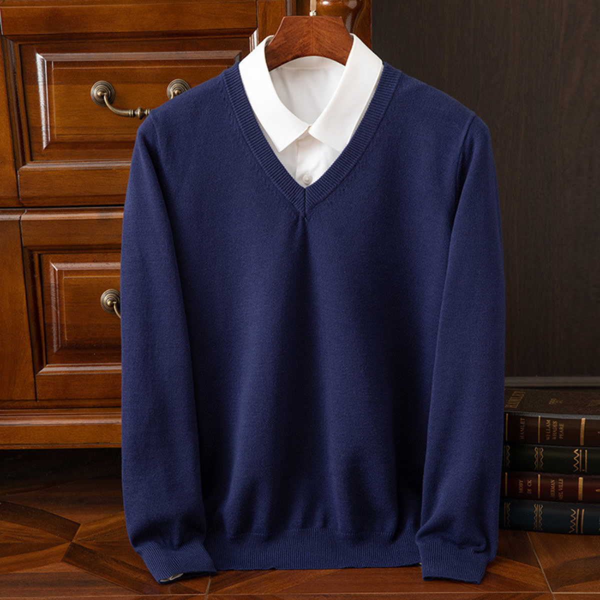 Men's v-neck sweater, alternate view