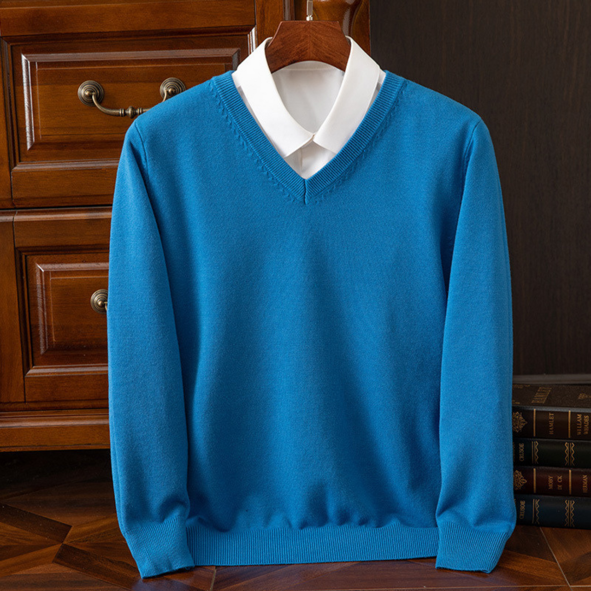 Men's v-neck sweater, additional view