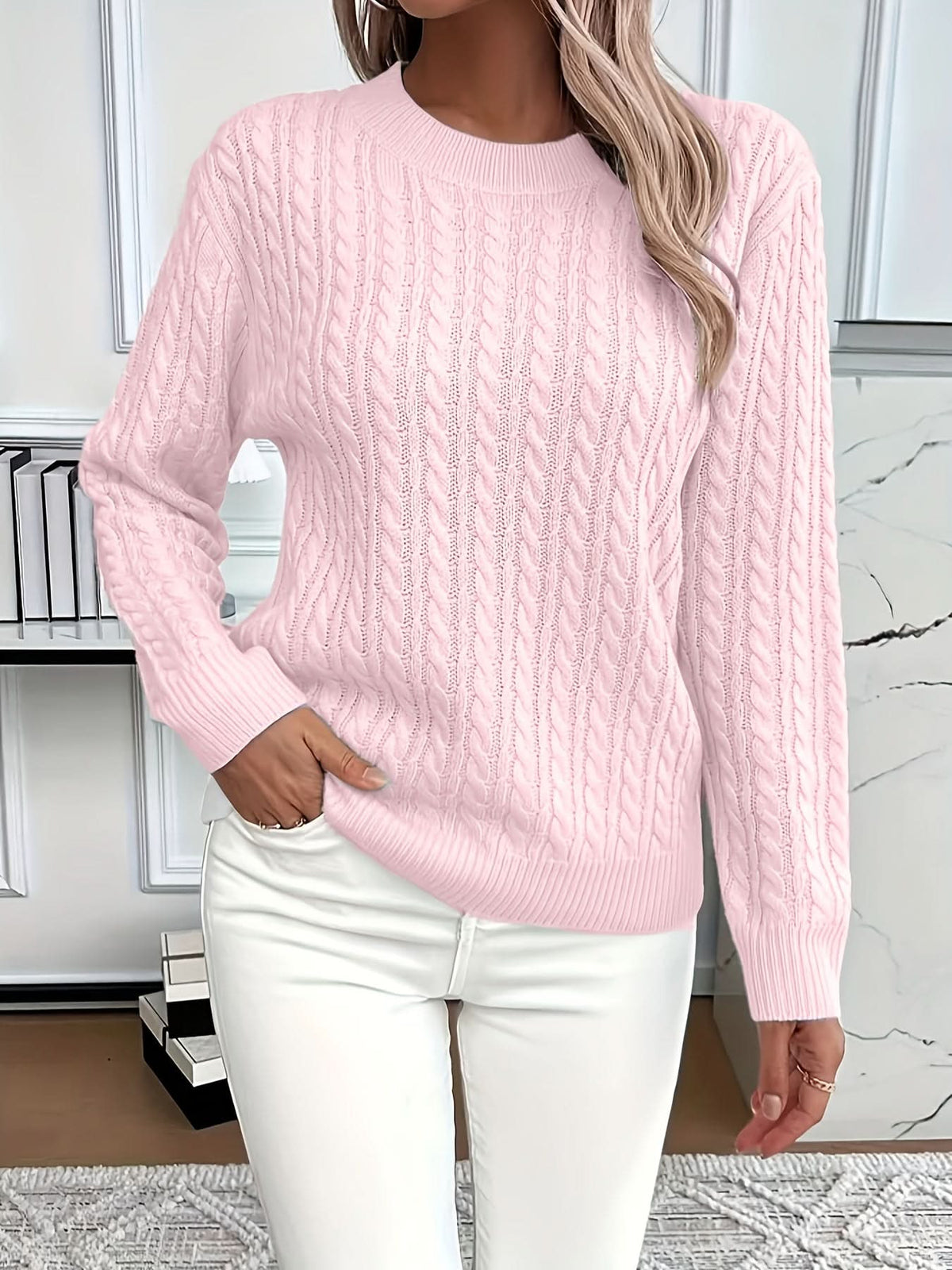 Marielle Cable Knit Sweater – women's sweaters, view 3