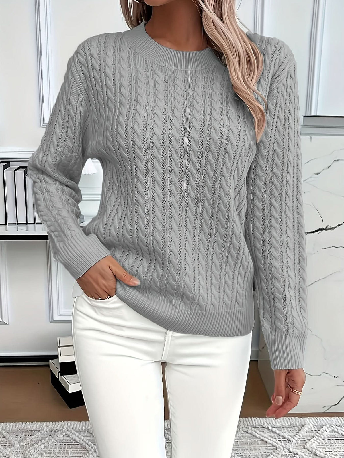 Marielle Cable Knit Sweater – women's sweaters, view 4