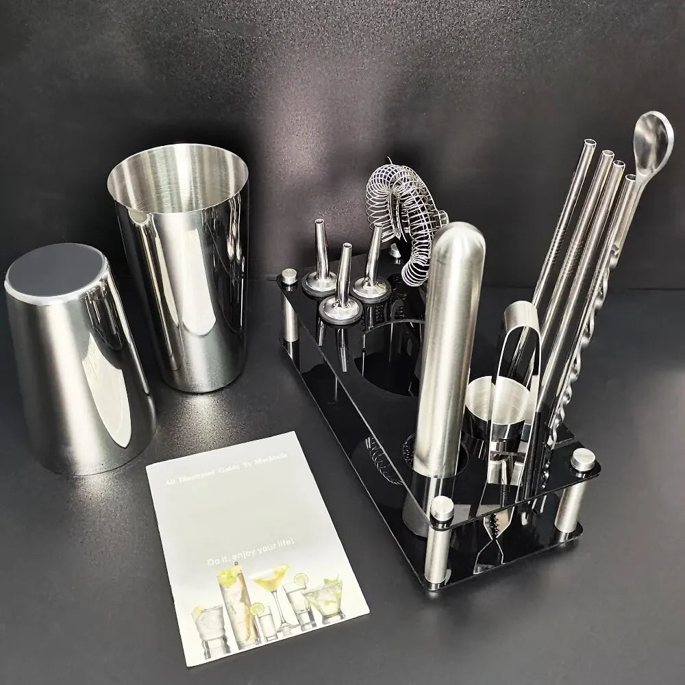 Martini bar set on its stand