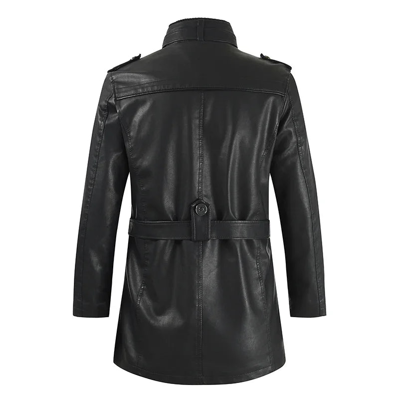 Biker men's elegant leather jacket, alternate view