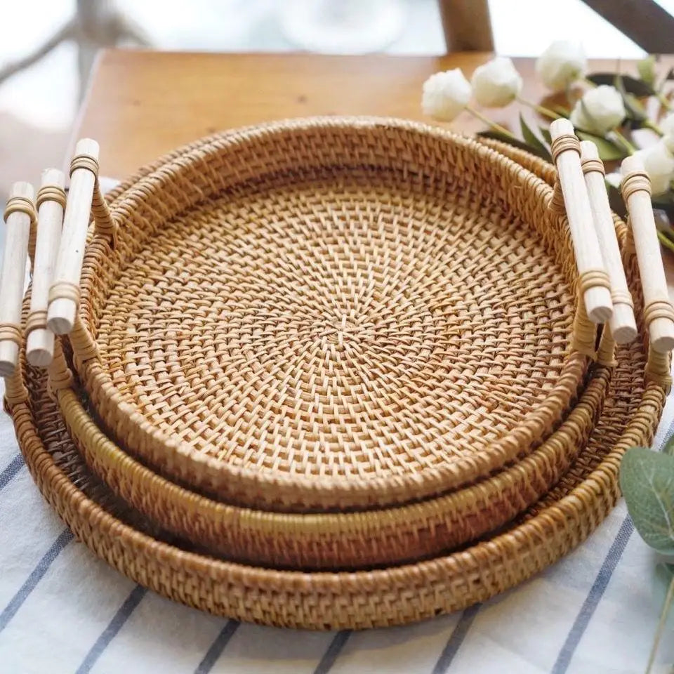 Stack of Merenda rattan trays