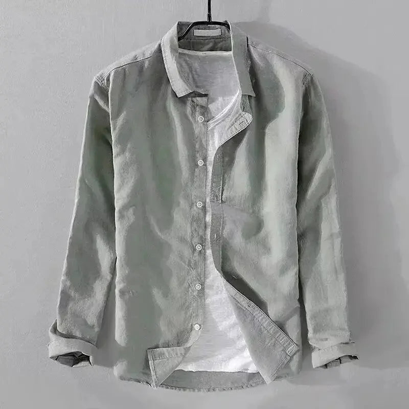 Men's cotton linen shirt, view 4