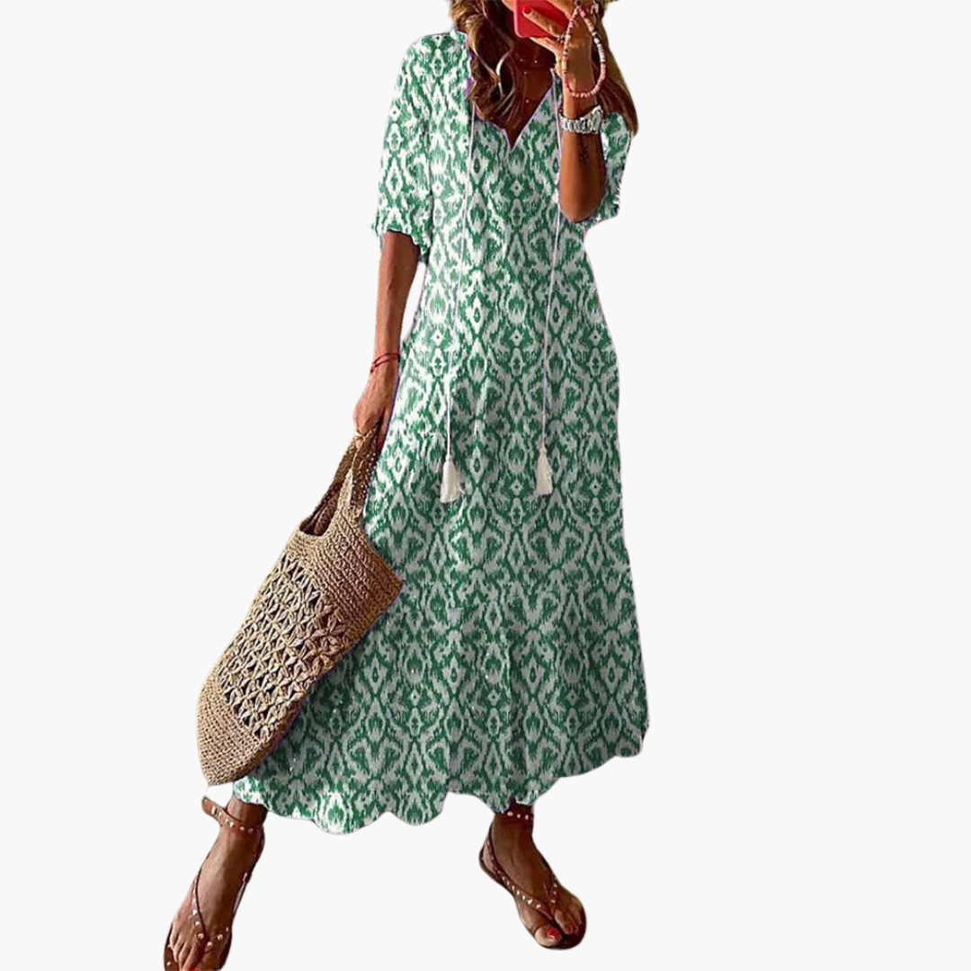 Mia women's vintage v-neck dress, alternate view