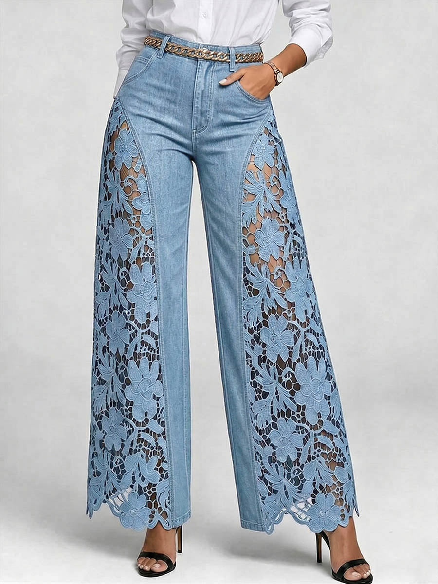 Michaela women's embroidered wide-leg jeans, alternate view