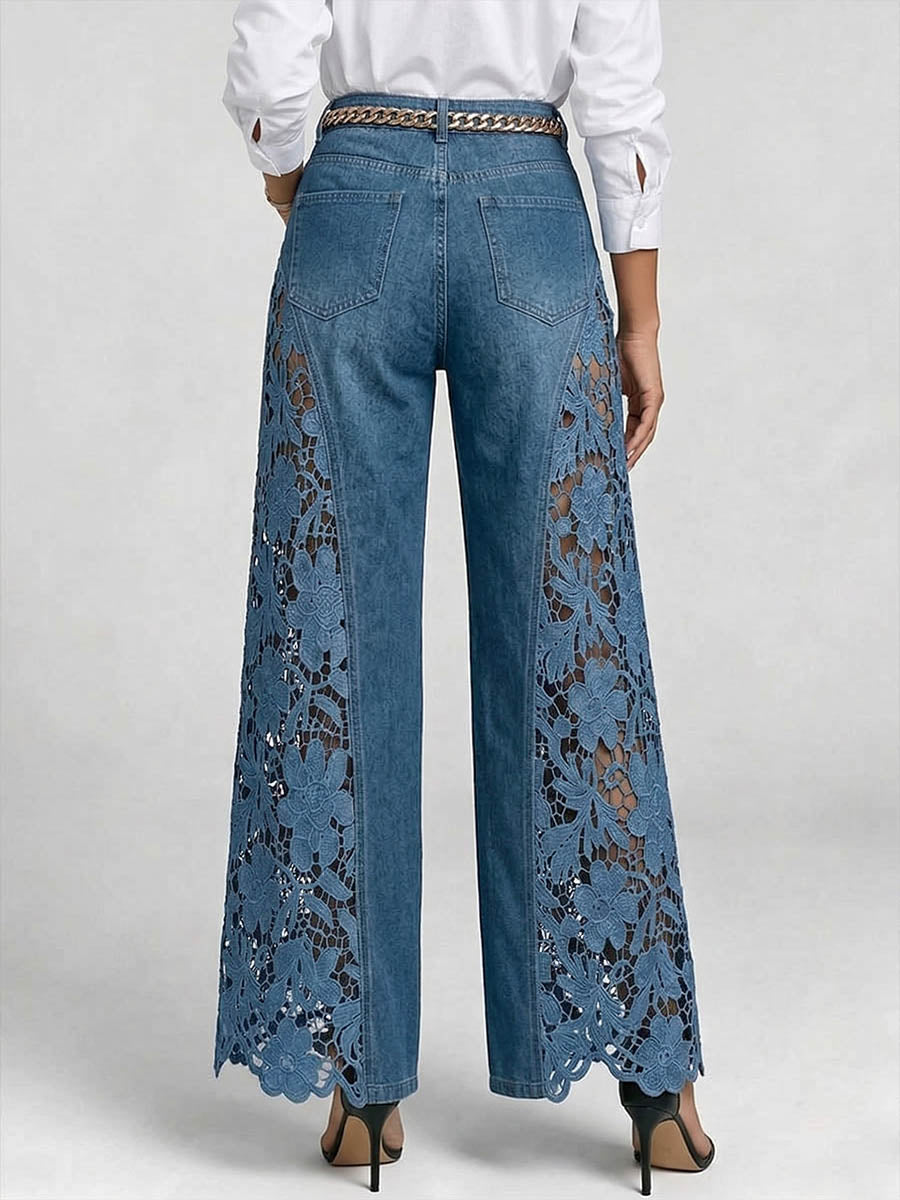Michaela women's embroidered wide-leg jeans, view 4