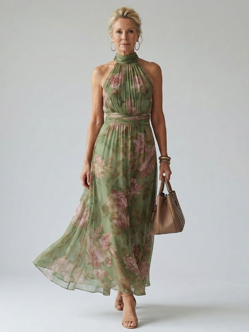Mirelle Gathered Halter Midi Dress – women's dresses