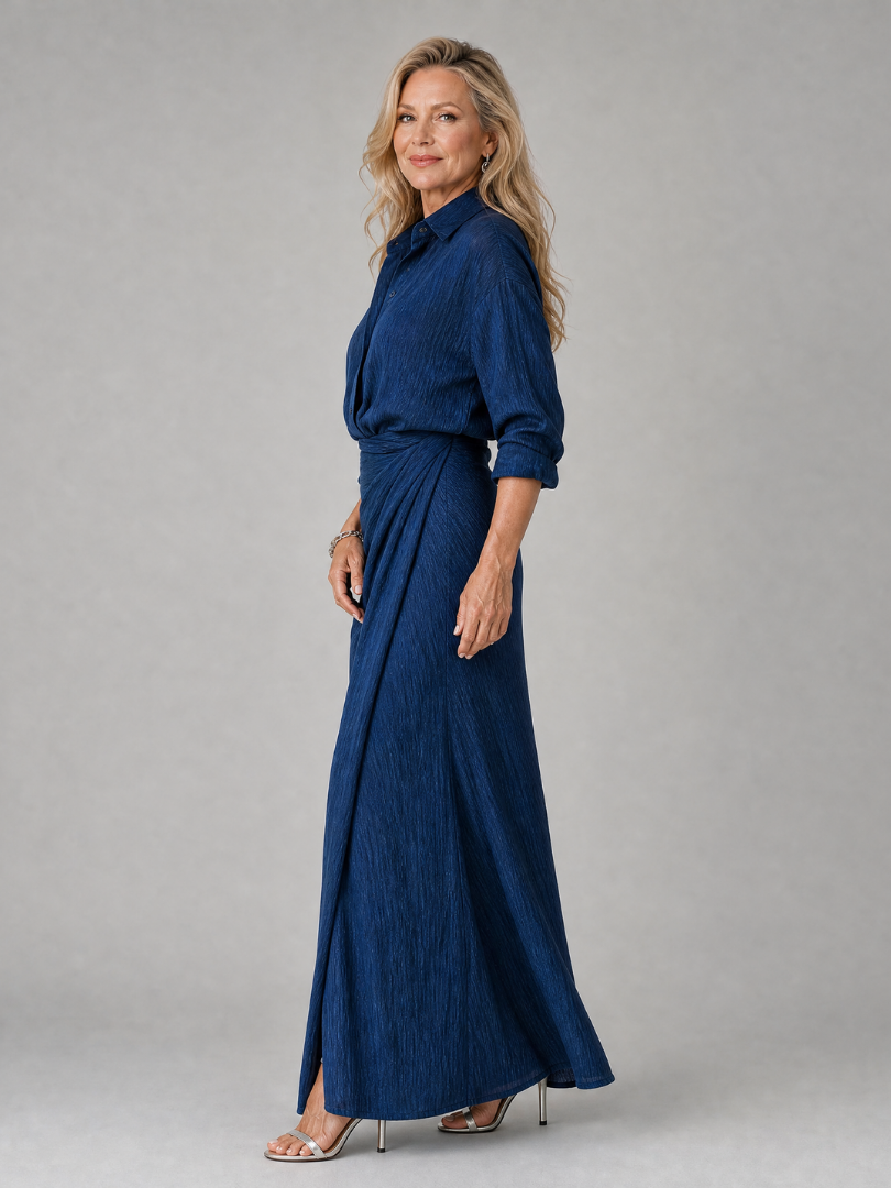 Mirque Long Sleeve Wrap Front Maxi Dress – women's dresses, view 3