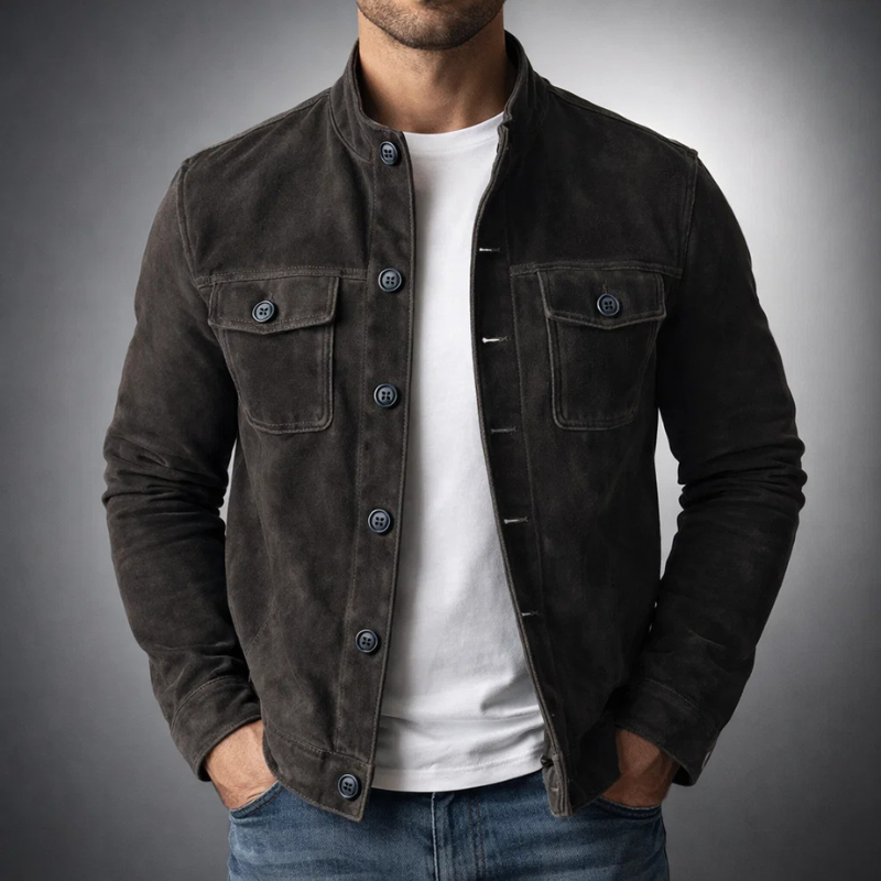 Cristian men's elegant suede jacket, view 4