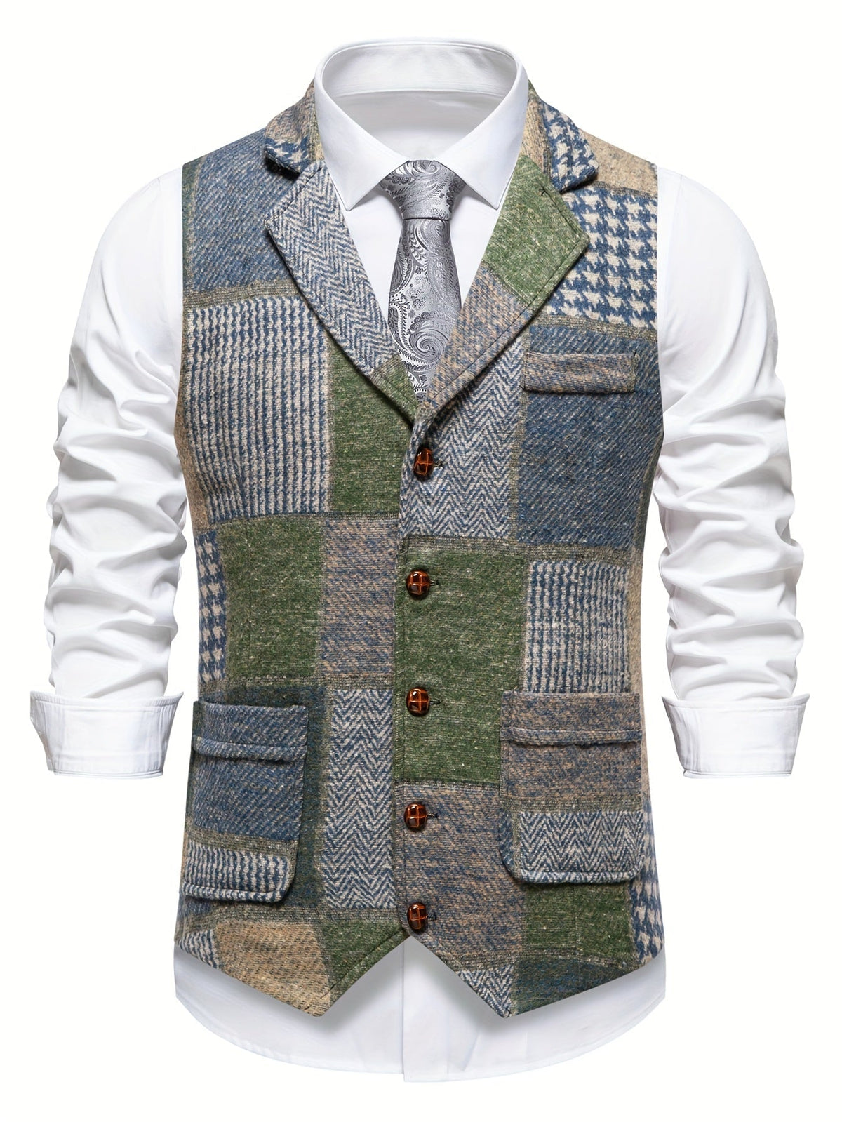 Patchwork men's elegant jacket, view 4
